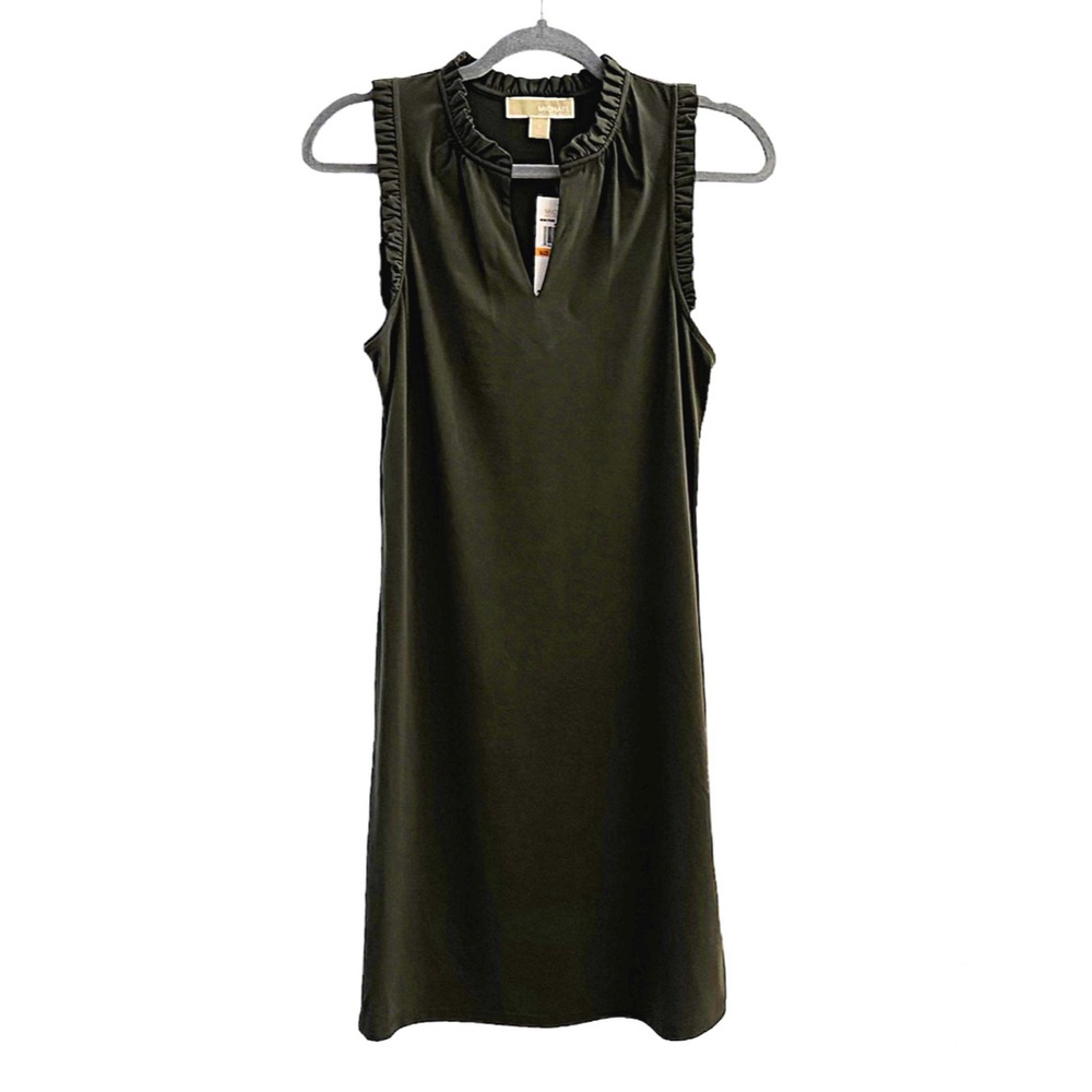 Michael Kors Size Small Olive Green Sleeveless Dress  V Neck